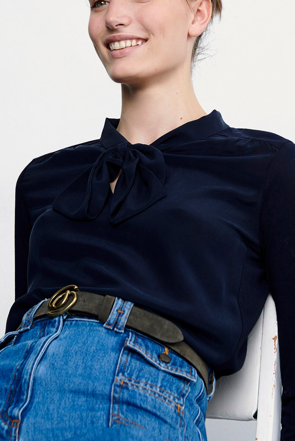 EMERY - Top bimatière lavallière Faume - seconde main