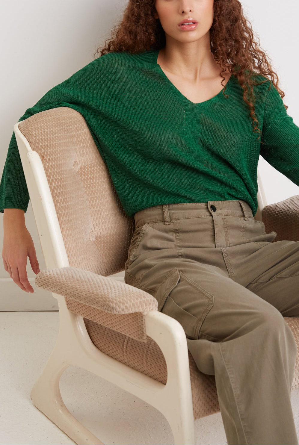 Pull col V en maille fluide - LEOLINE Faume - seconde main