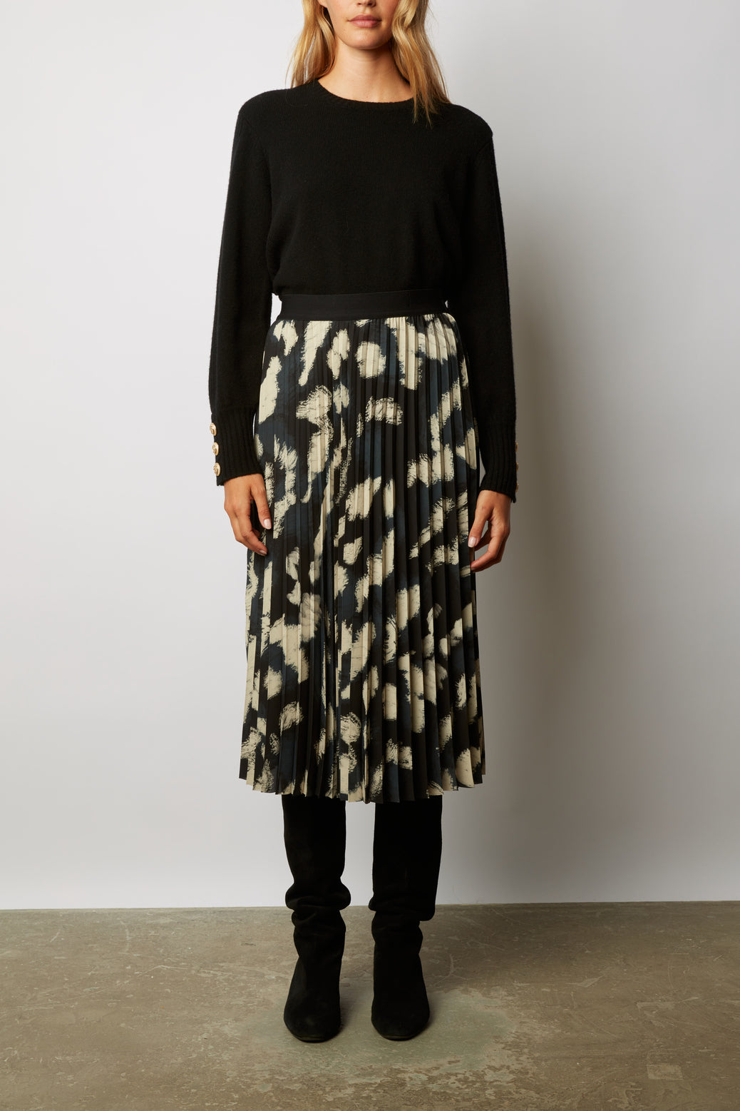 Jupe midi plissée à imprimé contrasté - BALKISS Faume - seconde main