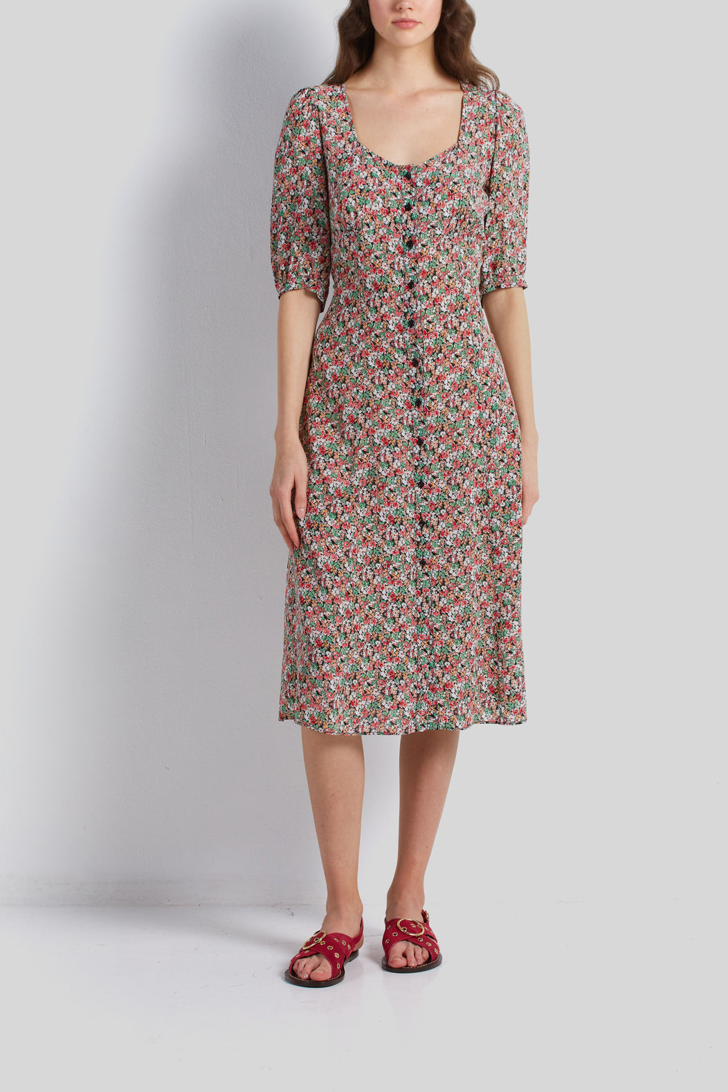 Robe boutonnée à motif - JAHLYA Faume - seconde main