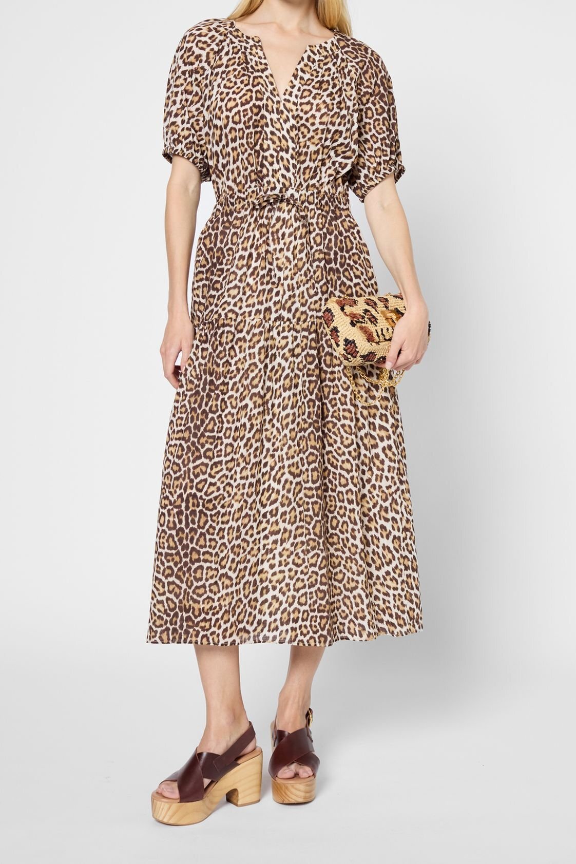 Robe longue en coton léopard - PERLE Faume - seconde main