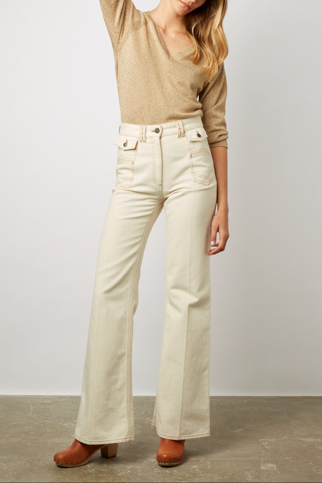 Pull col V en maille lurex - LOUANGE Faume - seconde main