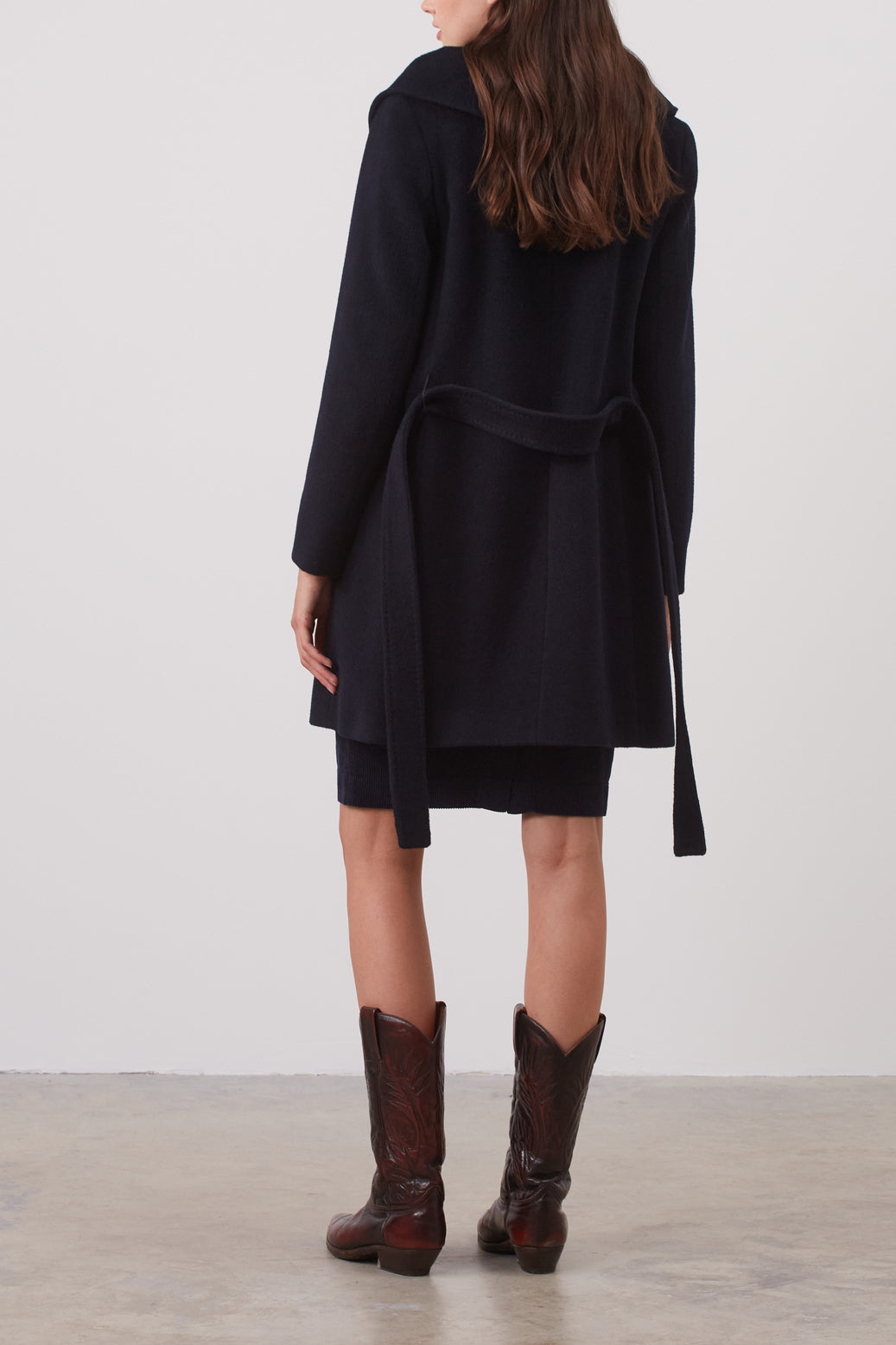 Manteau ceinturé en laine vierge et angora - SYRINE Faume - seconde main