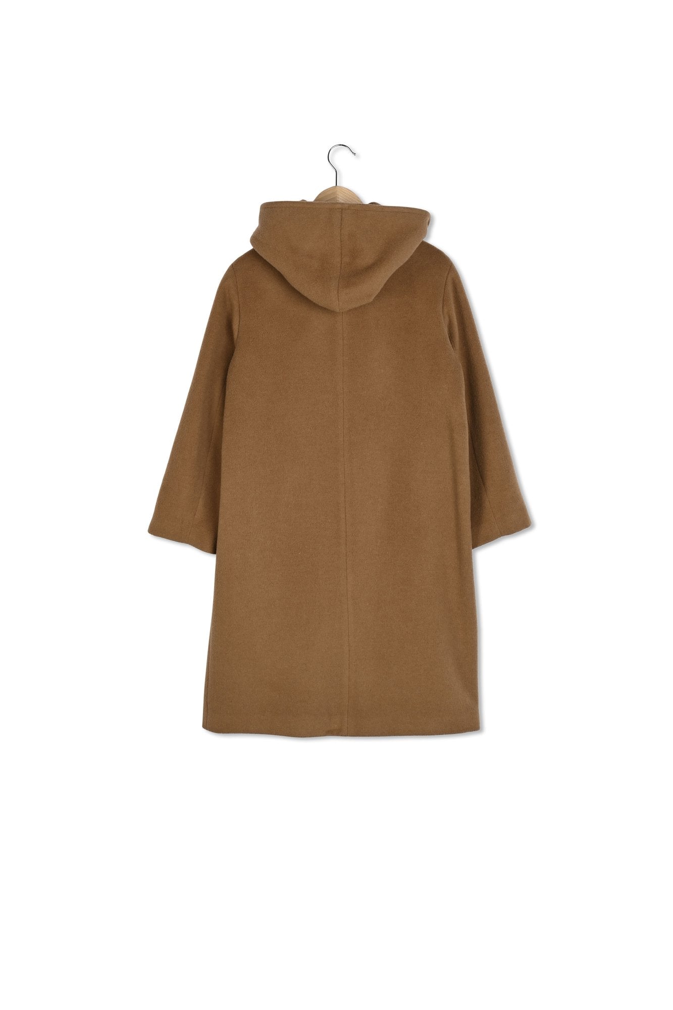 Manteau droit à capuche en laine et alpaga - SAKURA Faume - seconde main