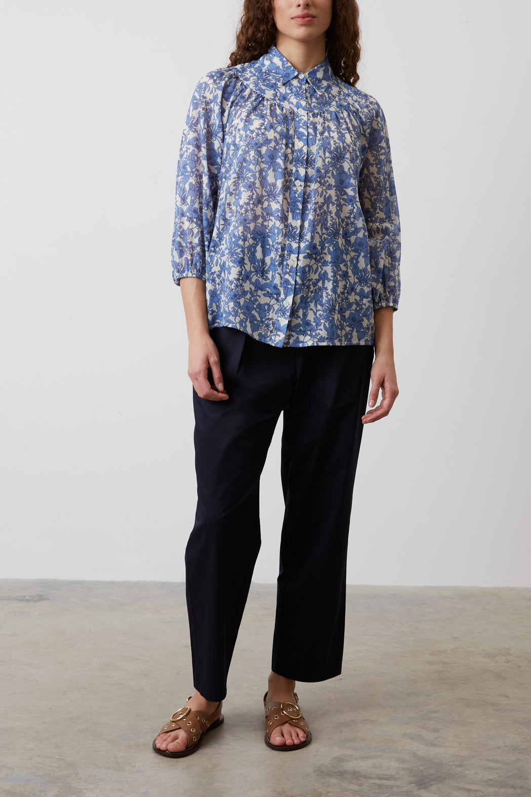 Chemise en voile de coton à fleurs - CLEMENCE Faume - seconde main
