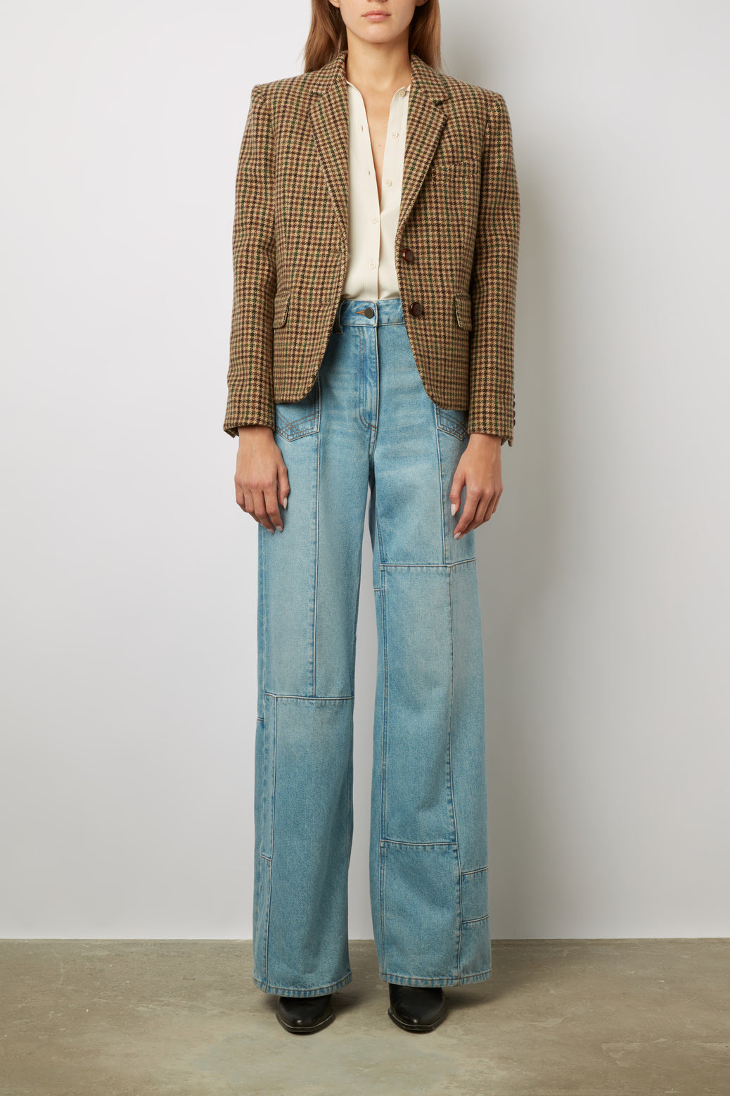 Veste à petits carreaux en laine vierge - NADEGE Faume - seconde main