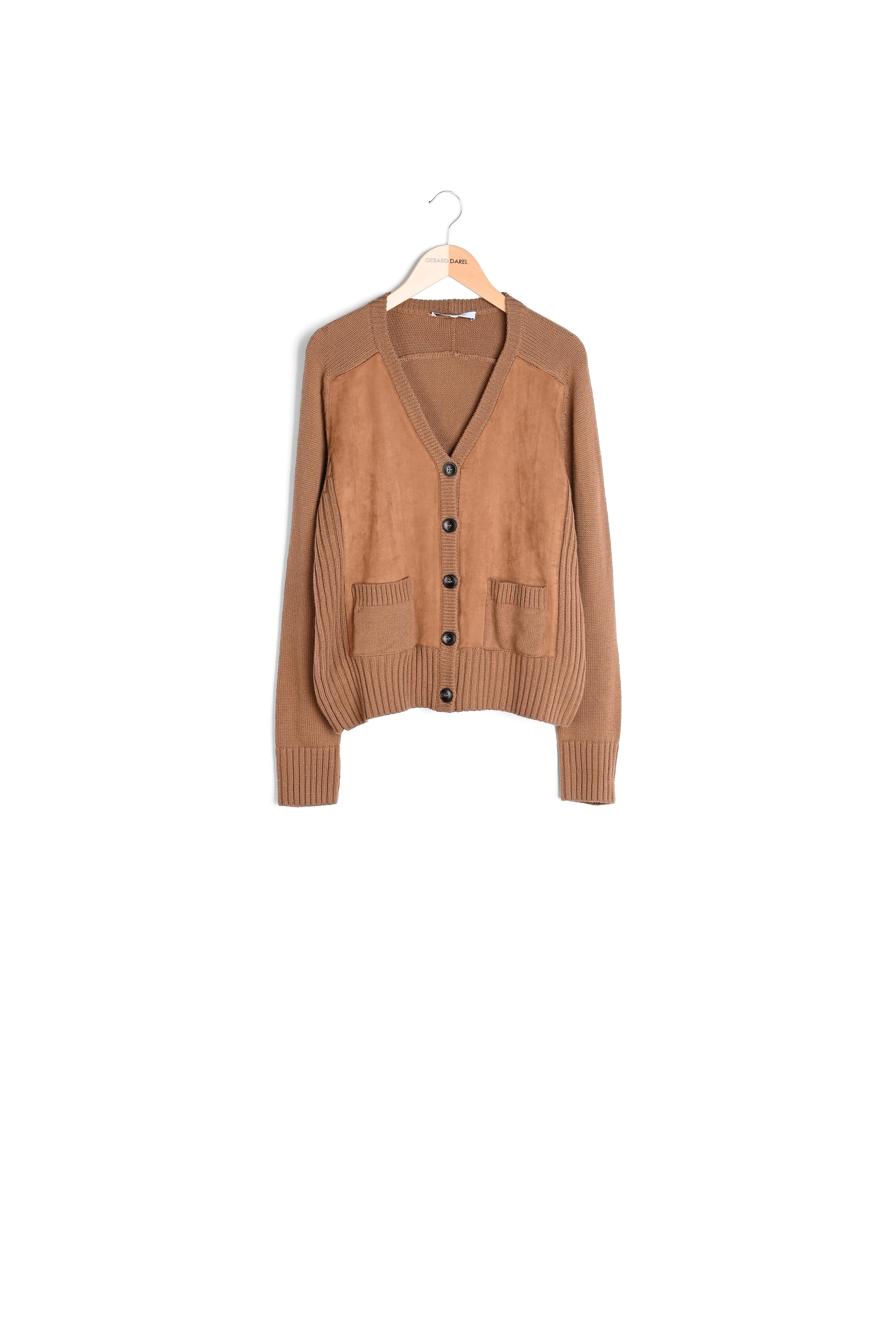 Gilet en laine mérinos mélangée effet bimatière Faume - seconde main