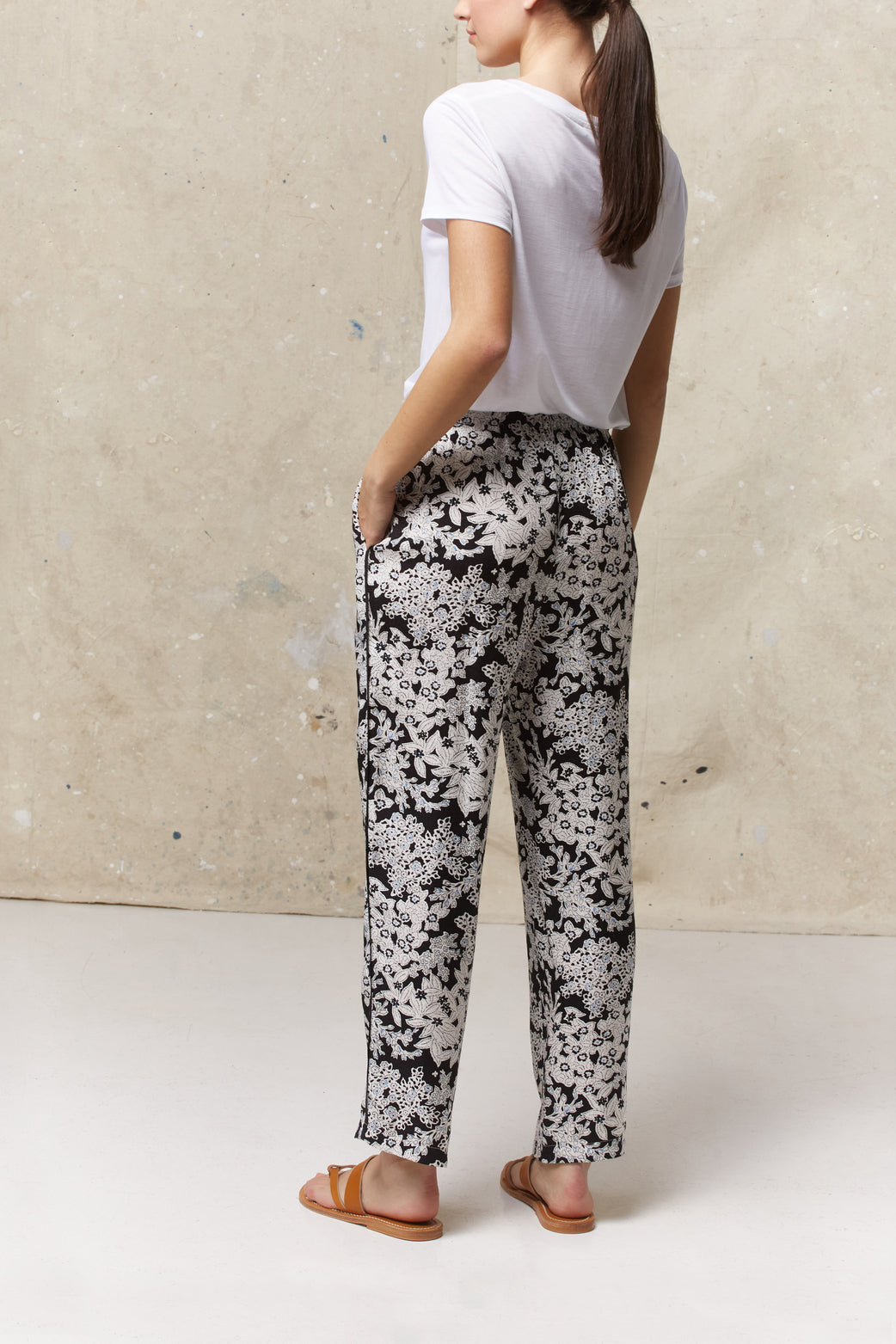 Pantalon élastiqué à motif floral - EMAEL Faume - seconde main