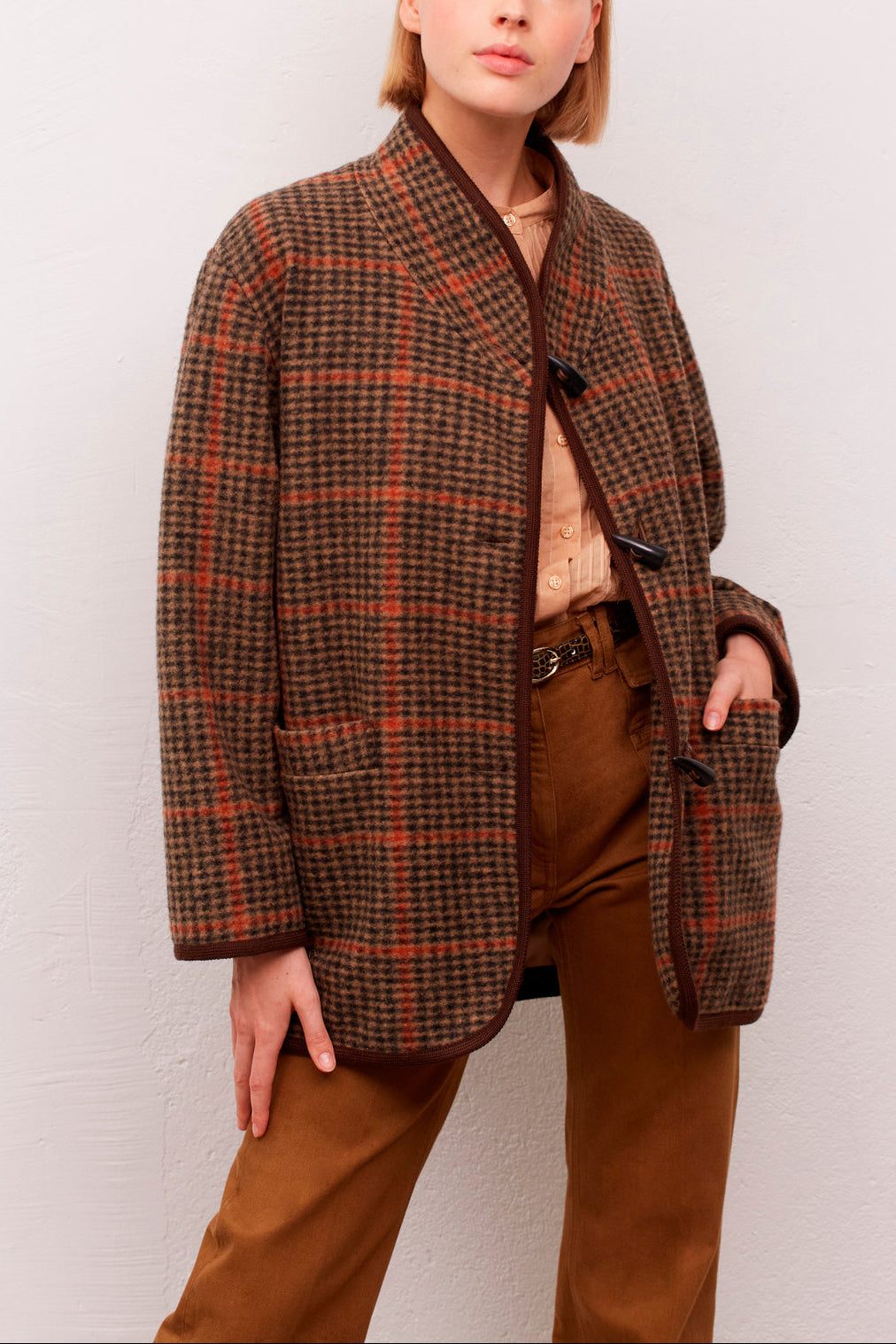 Veste à carreaux et col montant - NAOMA Faume - seconde main