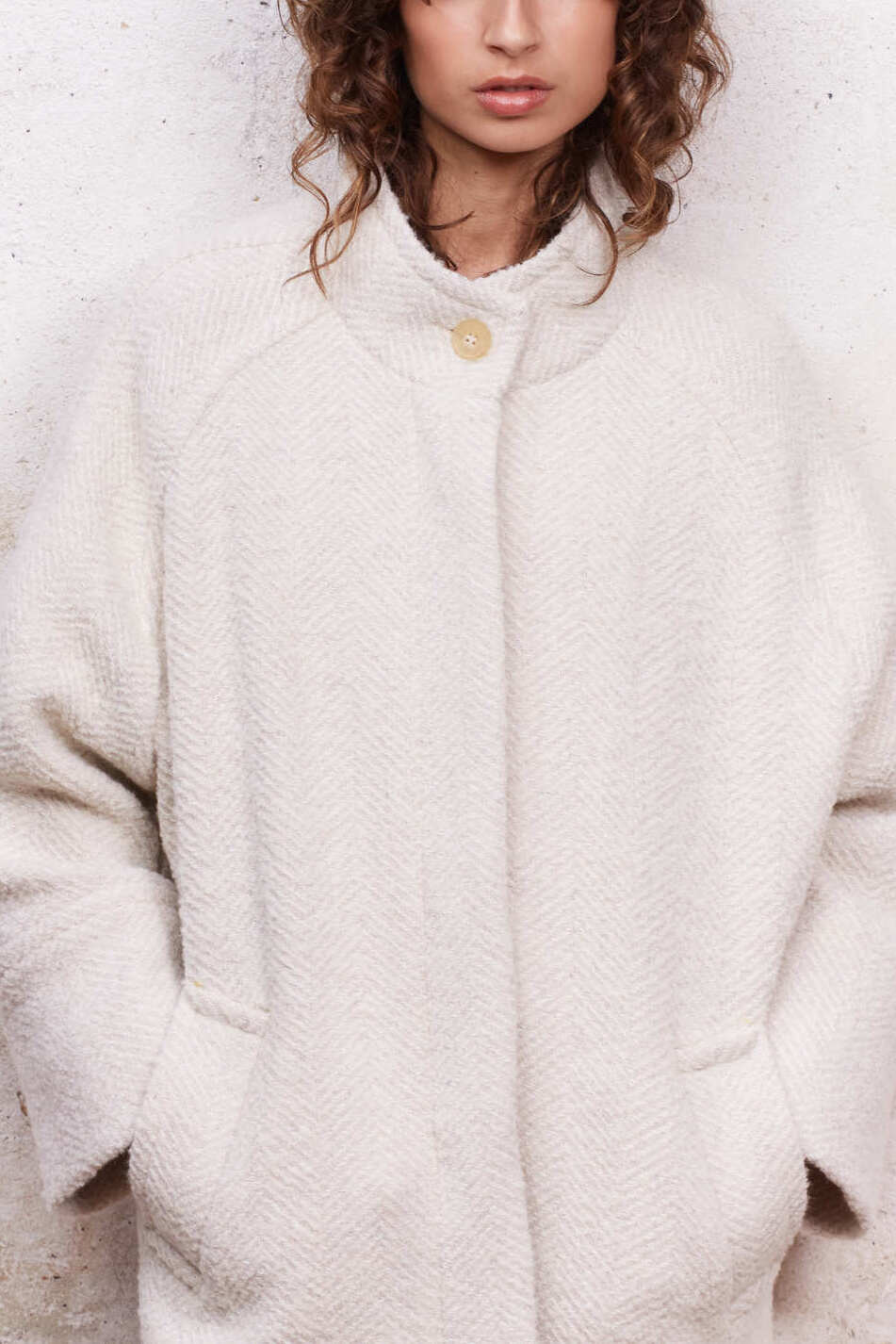 Manteau à chevron en laine et cachemire - SOANA Faume - seconde main