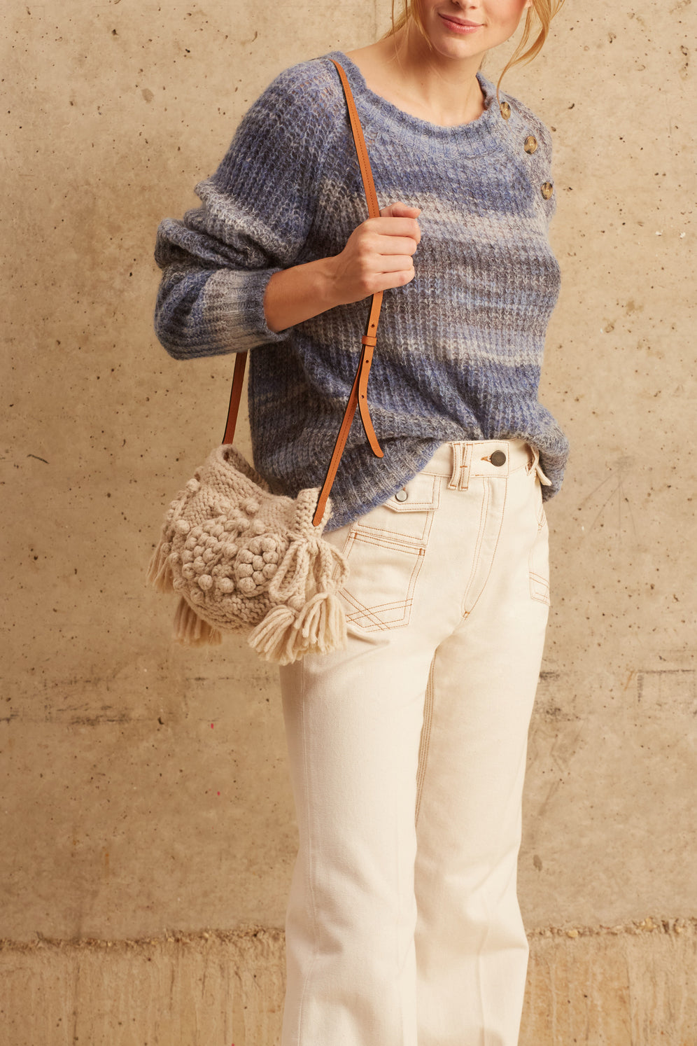 Pull à rayures chinées - LILA Faume - seconde main