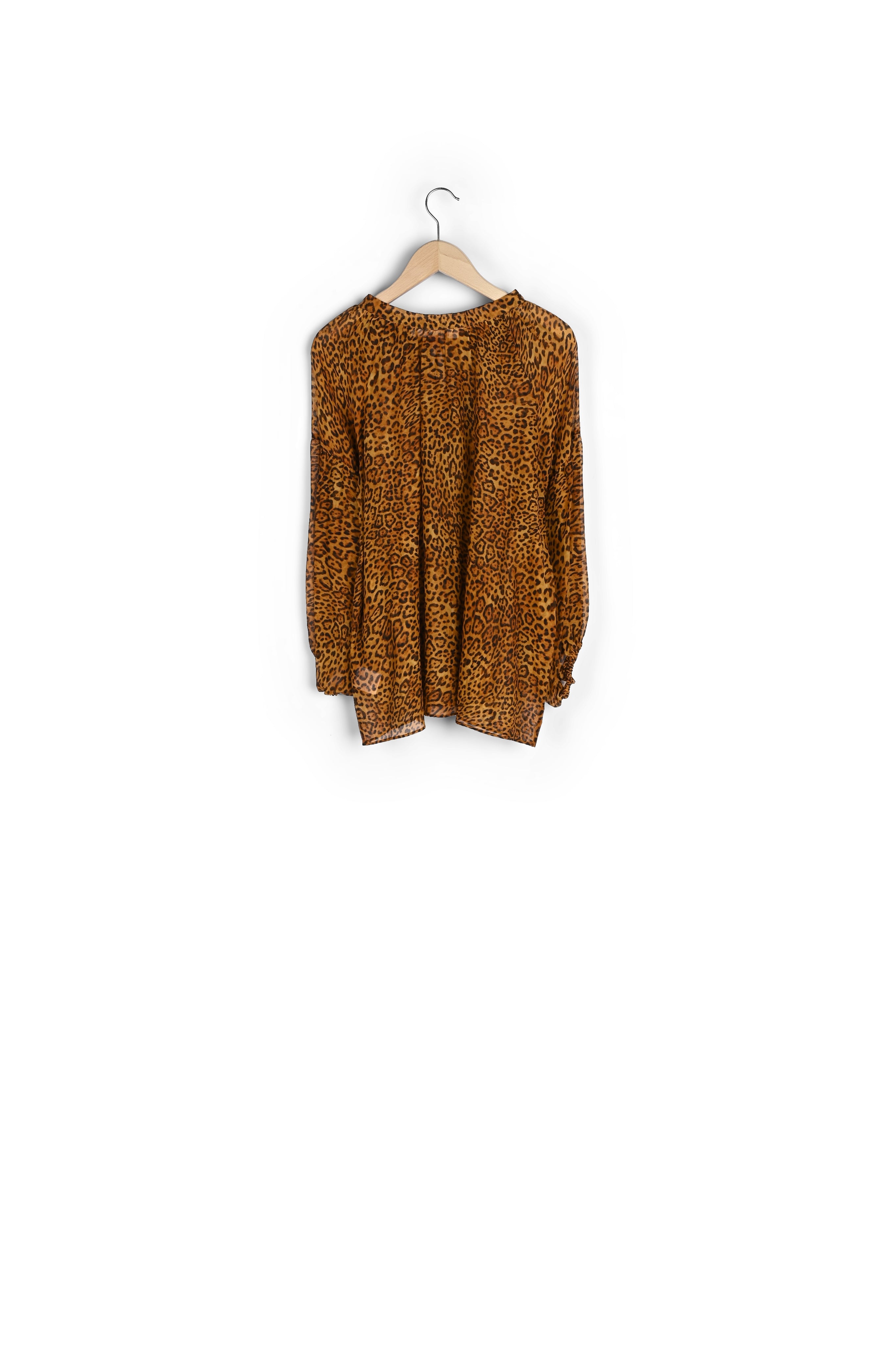 NIRUPA - Blouse en voile de coton et soie léopard Faume - seconde main