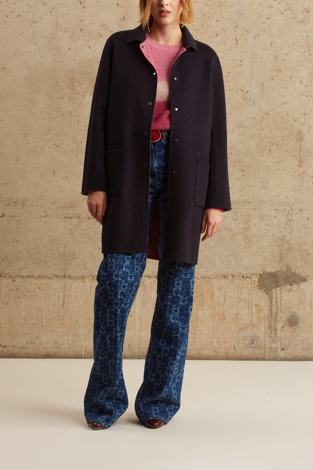 Manteau réversible en laine double face - SAELLE Faume - seconde main