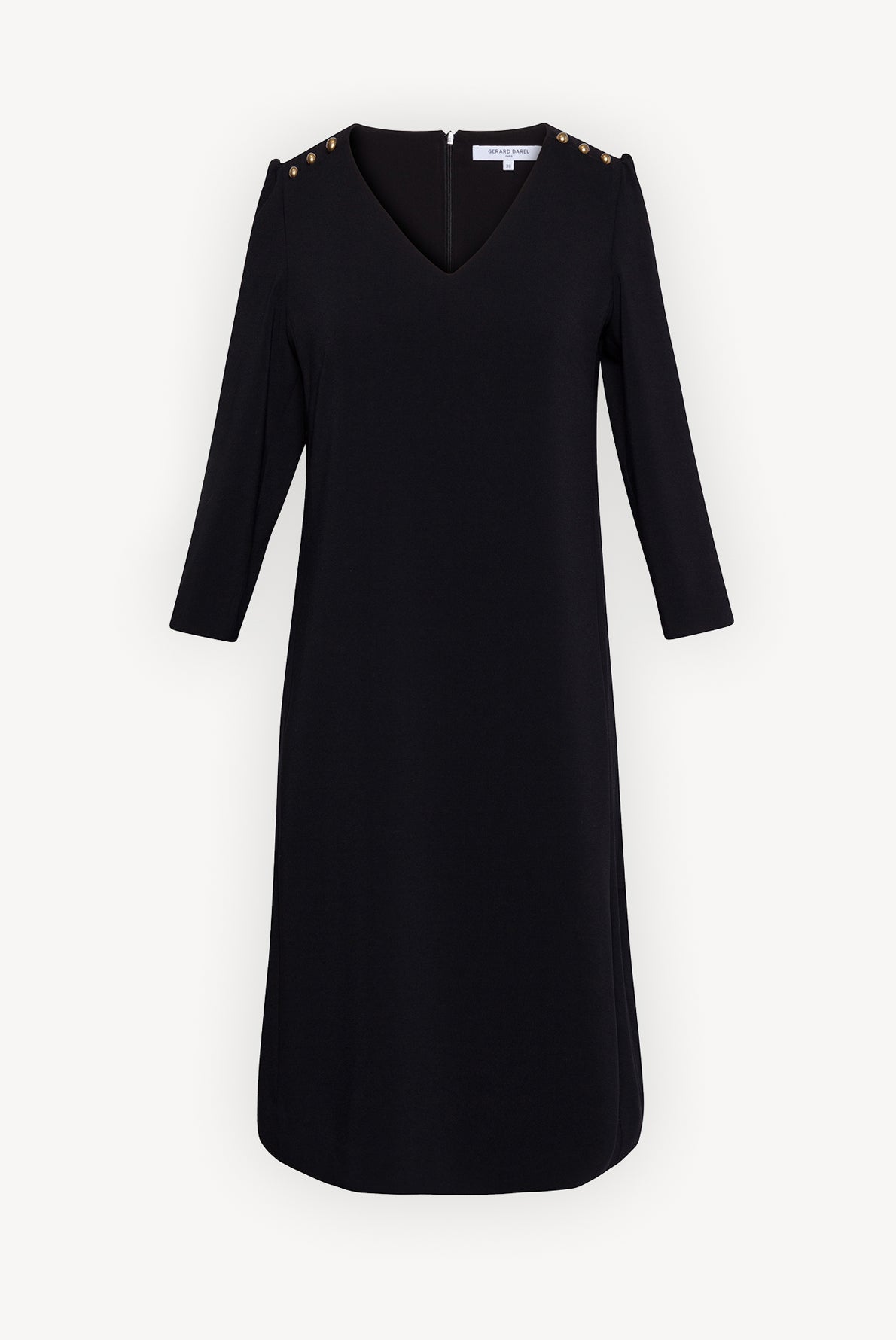 DARYL - Robe droite en crêpe avec boutons Faume - seconde main