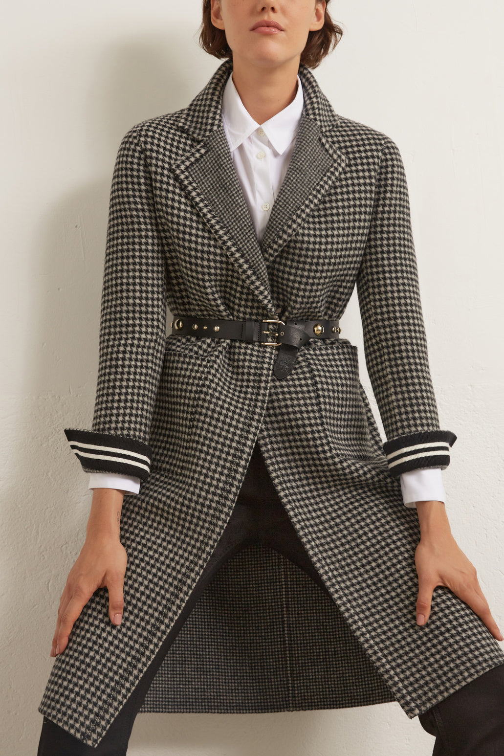 Saly - Manteau en laine pied-de-poule réversible Faume - seconde main