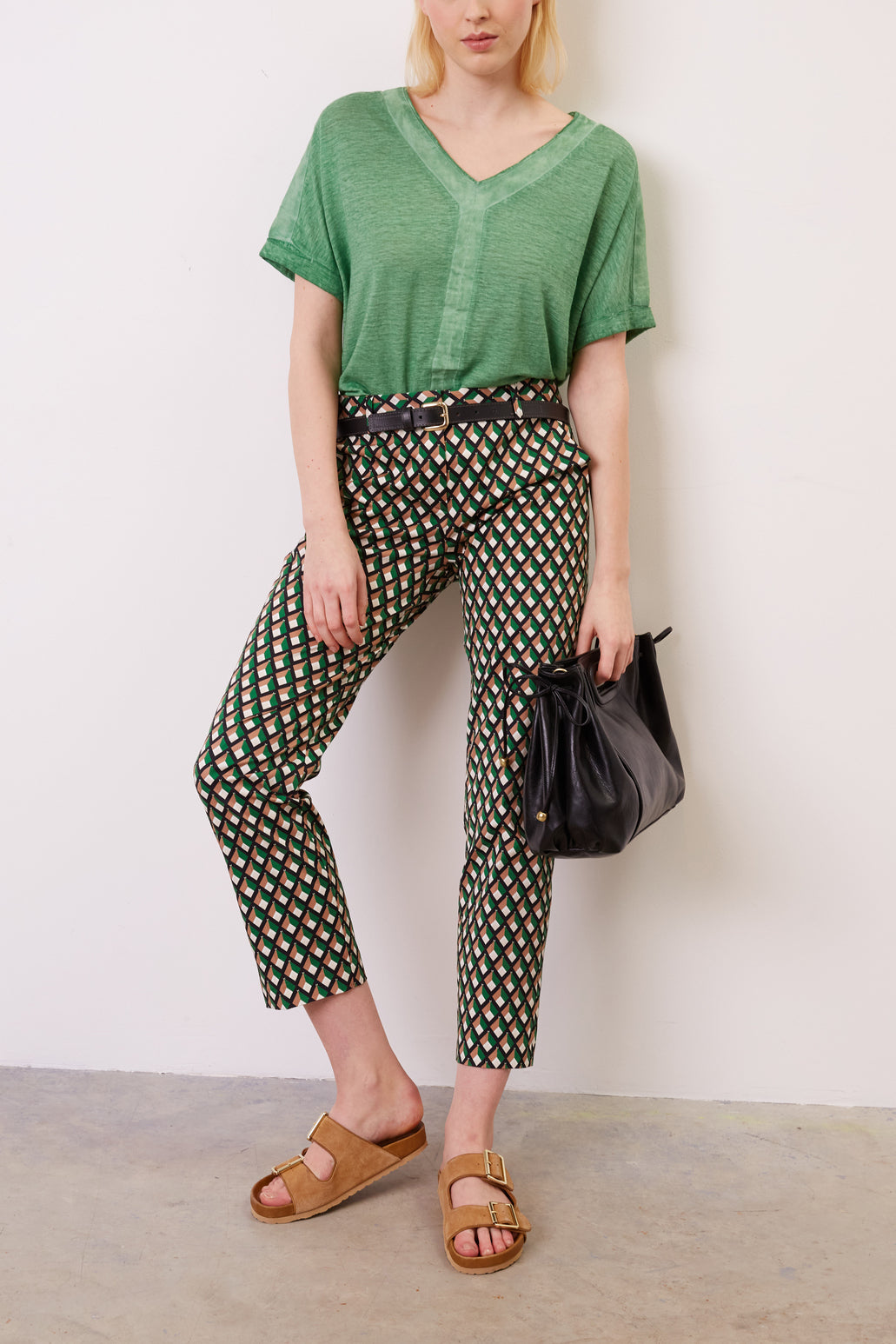 Pantalon en coton imprimé losanges- ELIESS Faume - seconde main