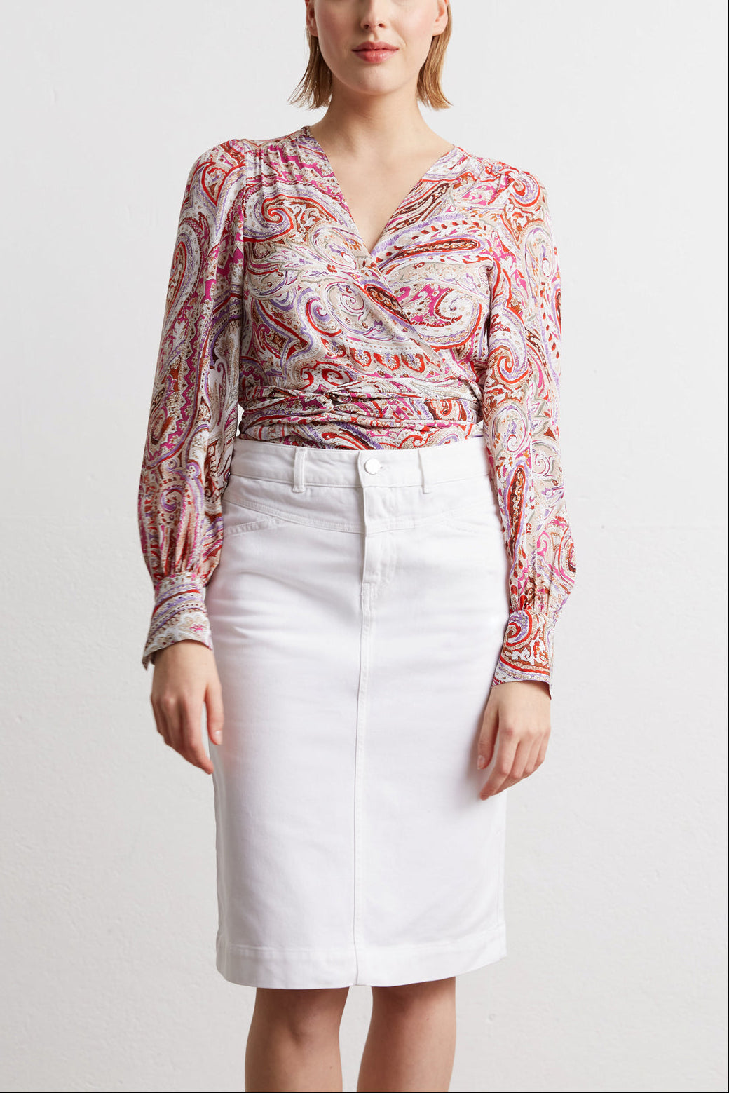 LOLA - Jupe crayon en coton Stretch Faume - seconde main