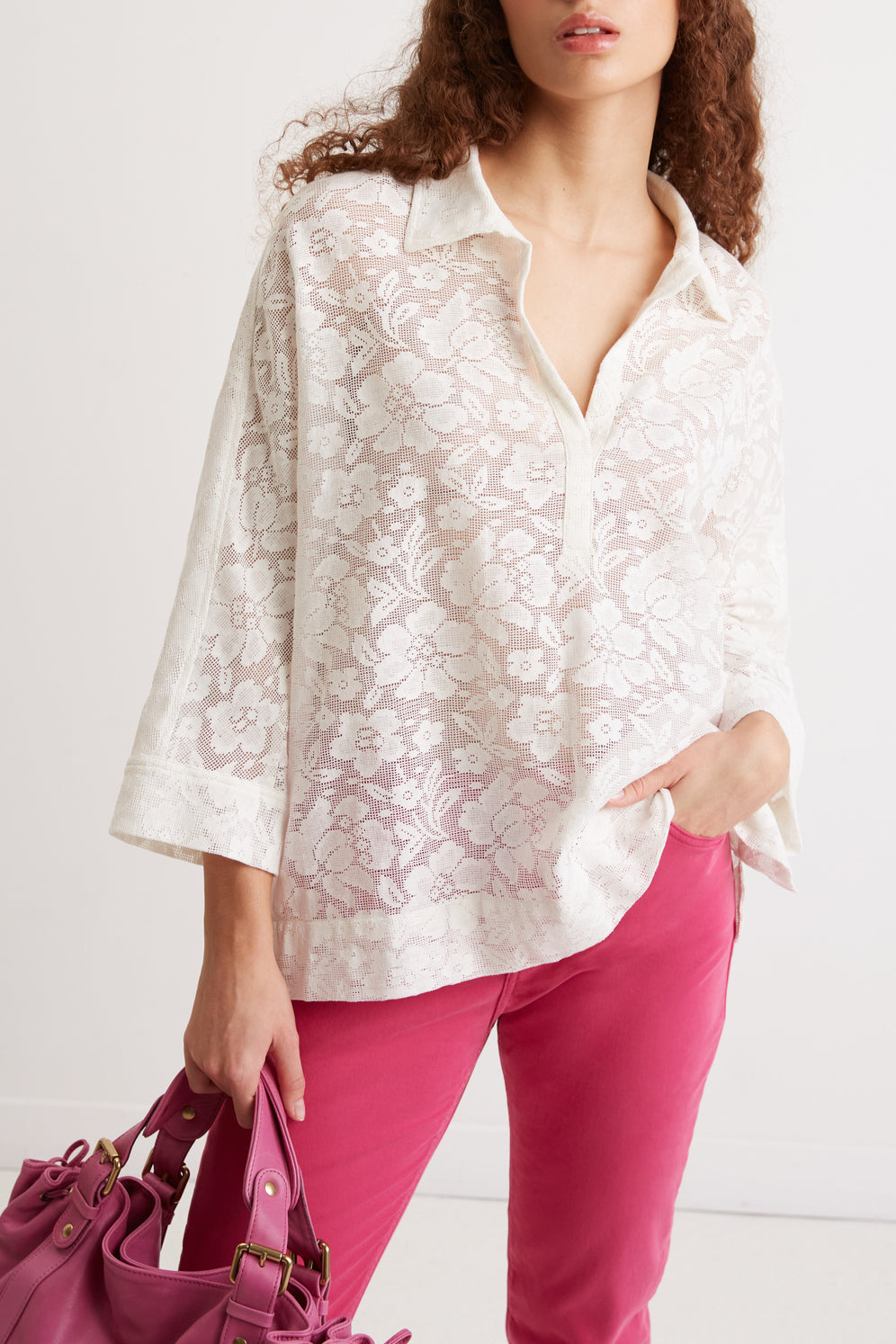 Blouse en dentelle de coton - CHARLES Faume - seconde main