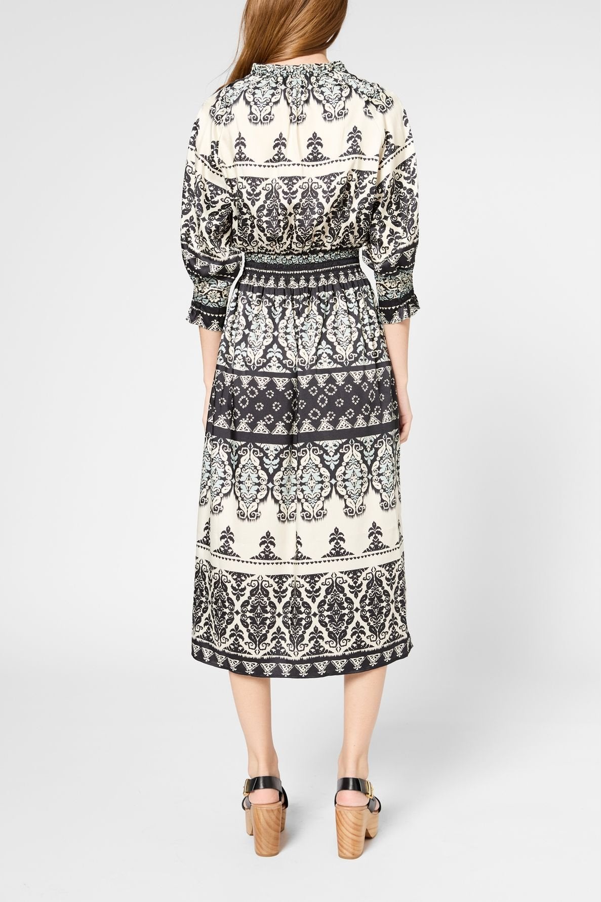 Robe midi cintrée imprimée - PETUNIA Faume - seconde main