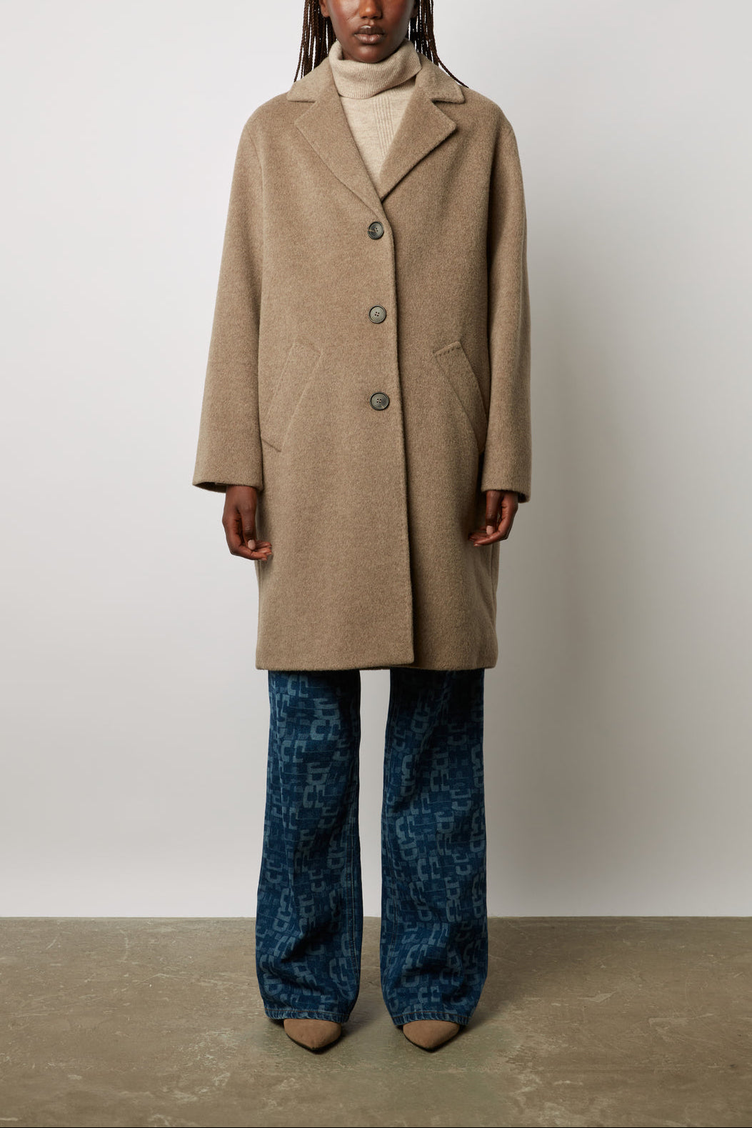Manteau droit en laine et angora - SALISHA Faume - seconde main