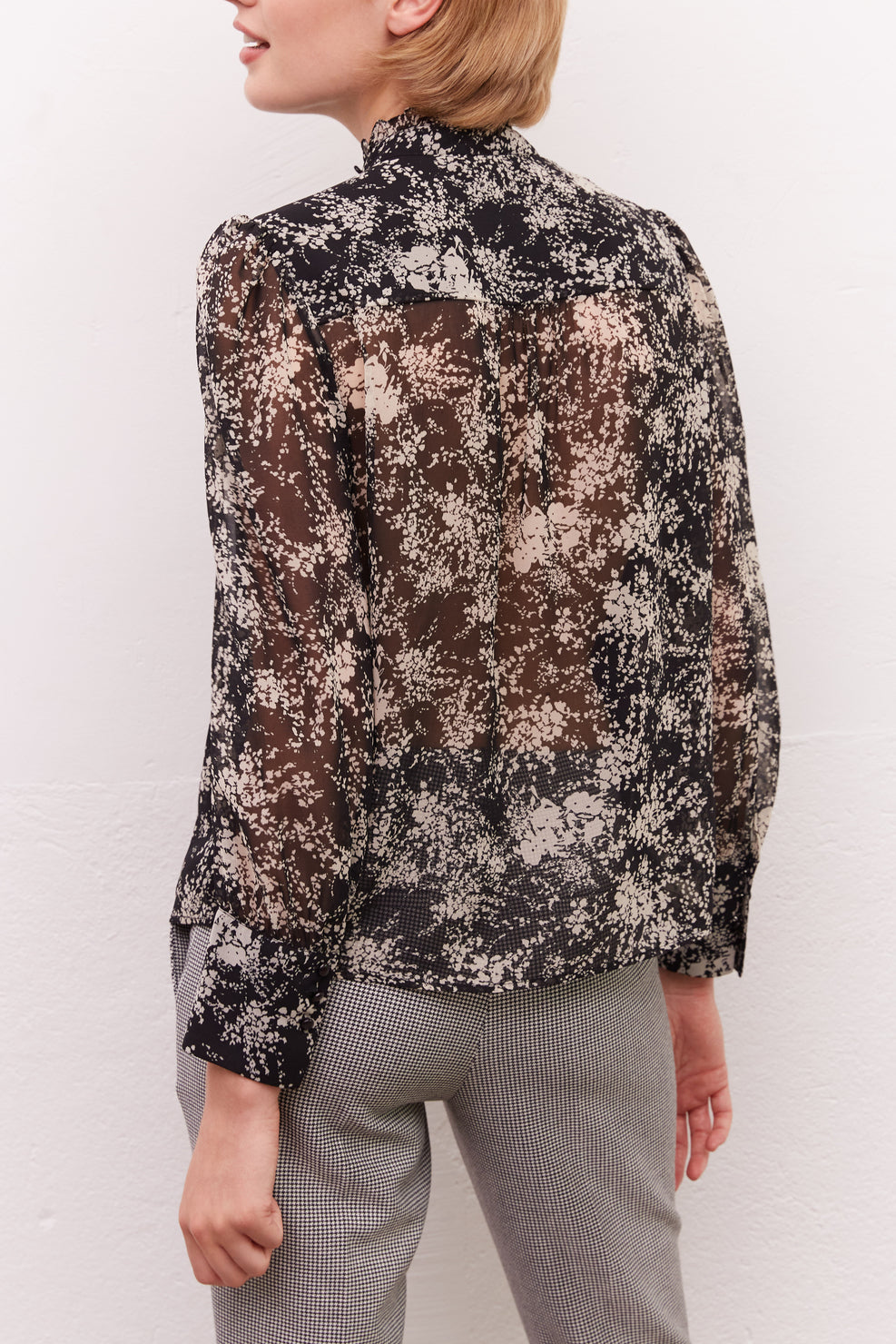 Chemise en voile fleuri et volants - CHADE Faume - seconde main