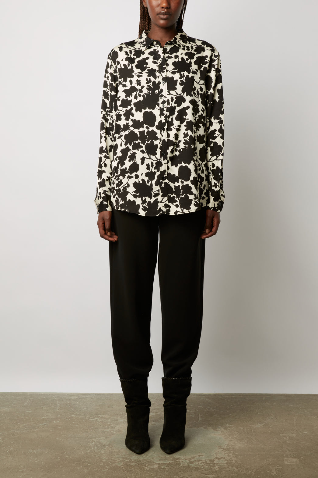 Chemise fluide imprimé fleurs bicolores - CARLA Faume - seconde main