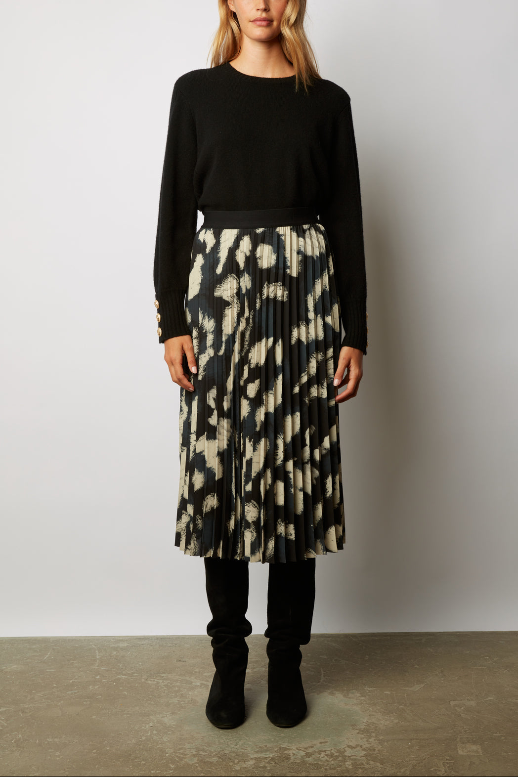 Jupe midi plissée à imprimé contrasté - BALKISS Faume - seconde main