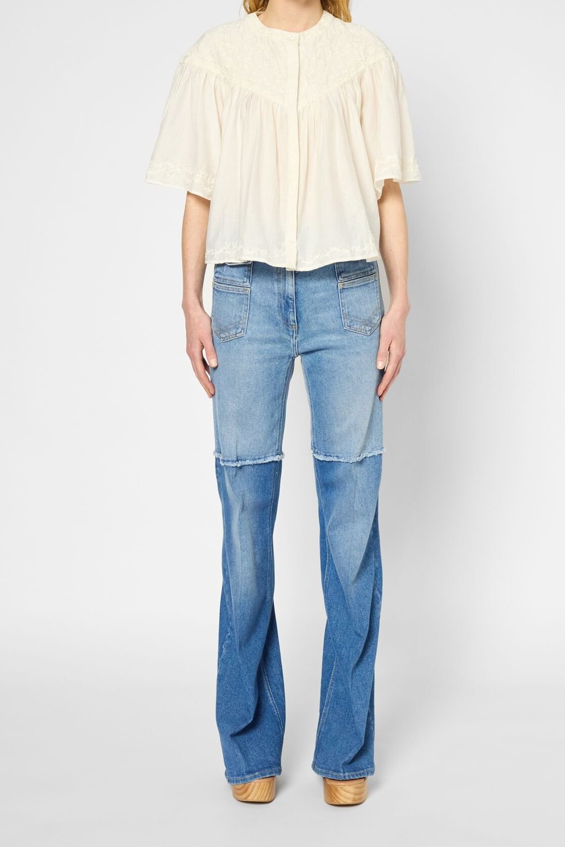 Chemise en coton et soie à broderies - UGUETTE Faume - seconde main