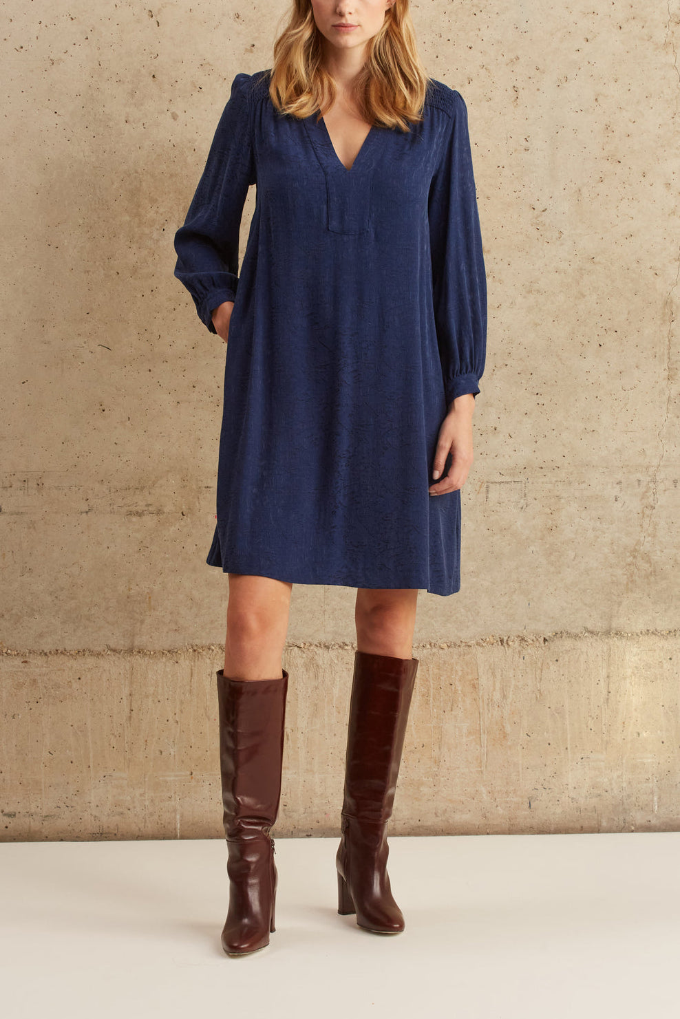 Robe trapèze à smocks - JAIMIE Faume - seconde main