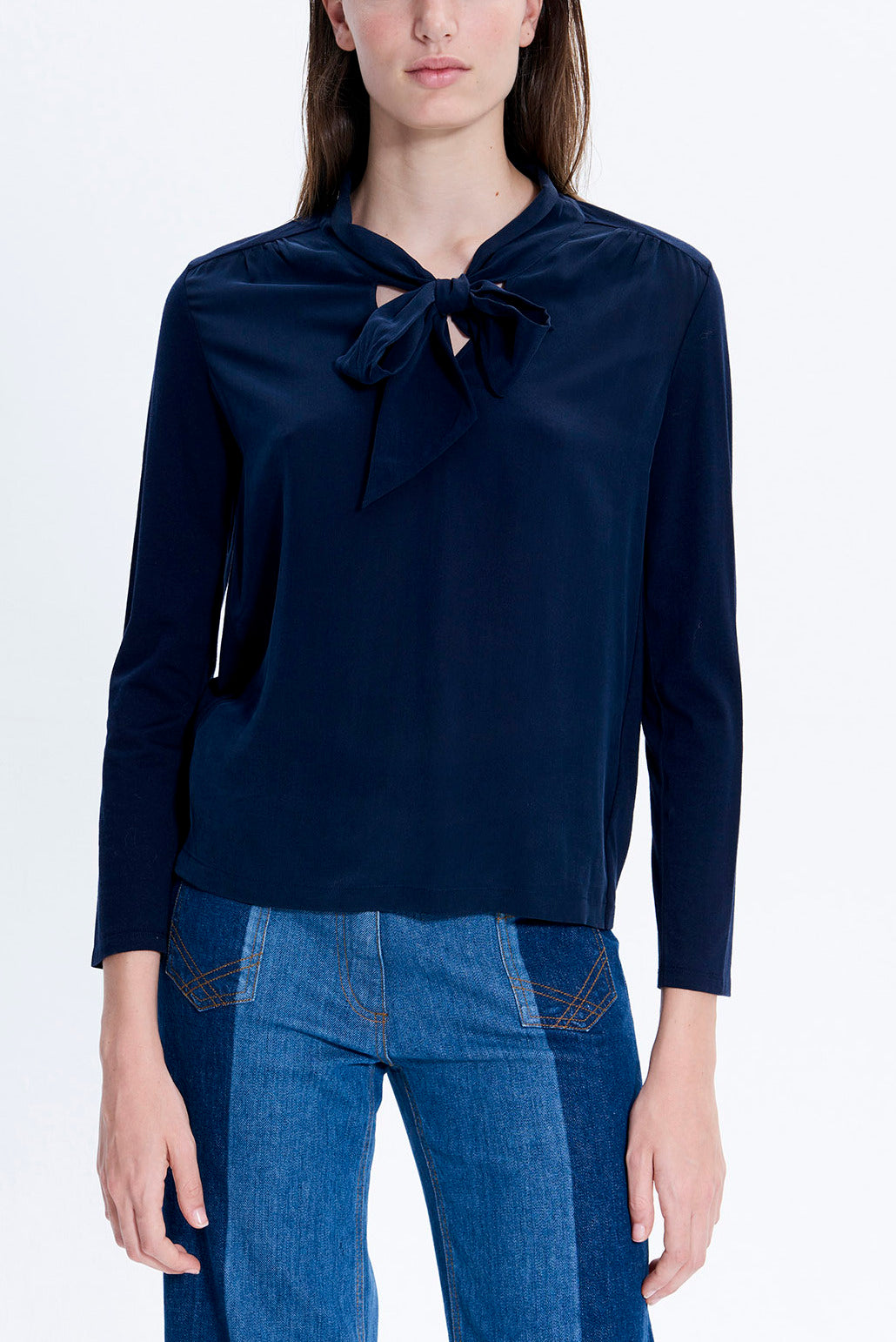 EMERY - Top bimatière lavallière Faume - seconde main